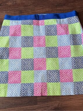 Vineyard Vines Whale Aurora Faux Patchwork Lined Cotton Skirt Ribbon Trim Size 4